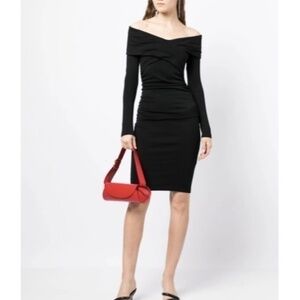 Diane Von Furstenberg DVF Black Wool Knit Off The Shoulder Sexy Minx Dress
